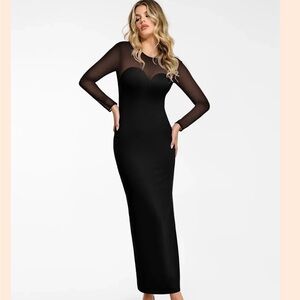 NWOT: The Shapewear Dress Long Sleeve Sheer Mesh Maxi